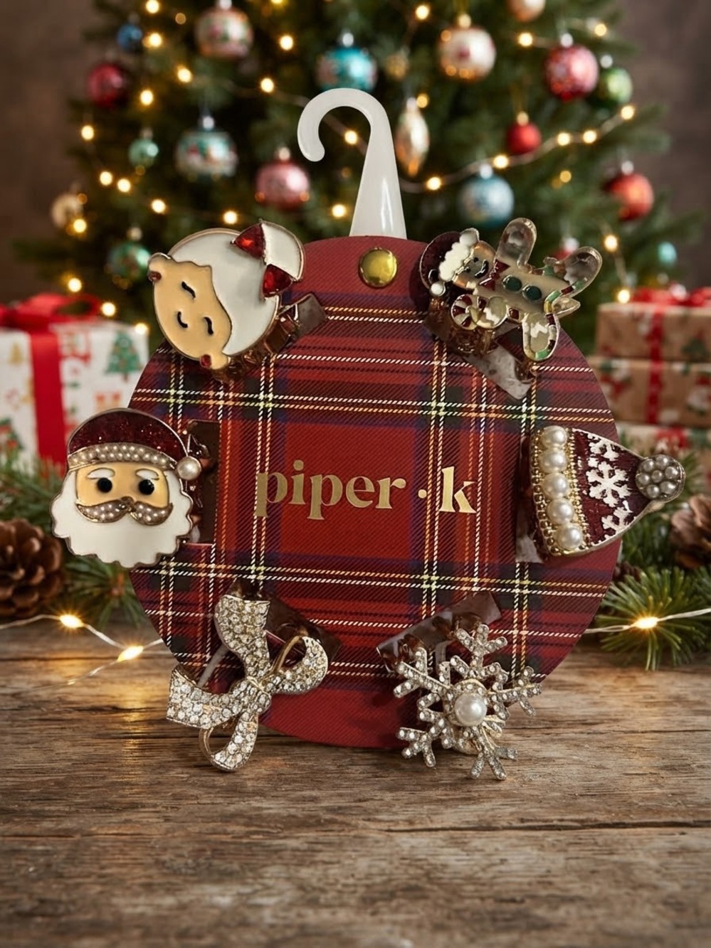Piper K Christmas Hair Clip Set - Red, White, Gold, Silver